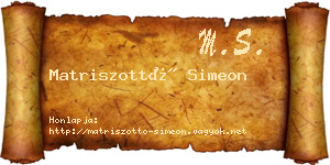 Matriszottó Simeon névjegykártya